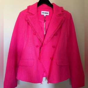 Pretty In Pink. Steve Madden tweed pink blazer. NWT. This size medium runs big